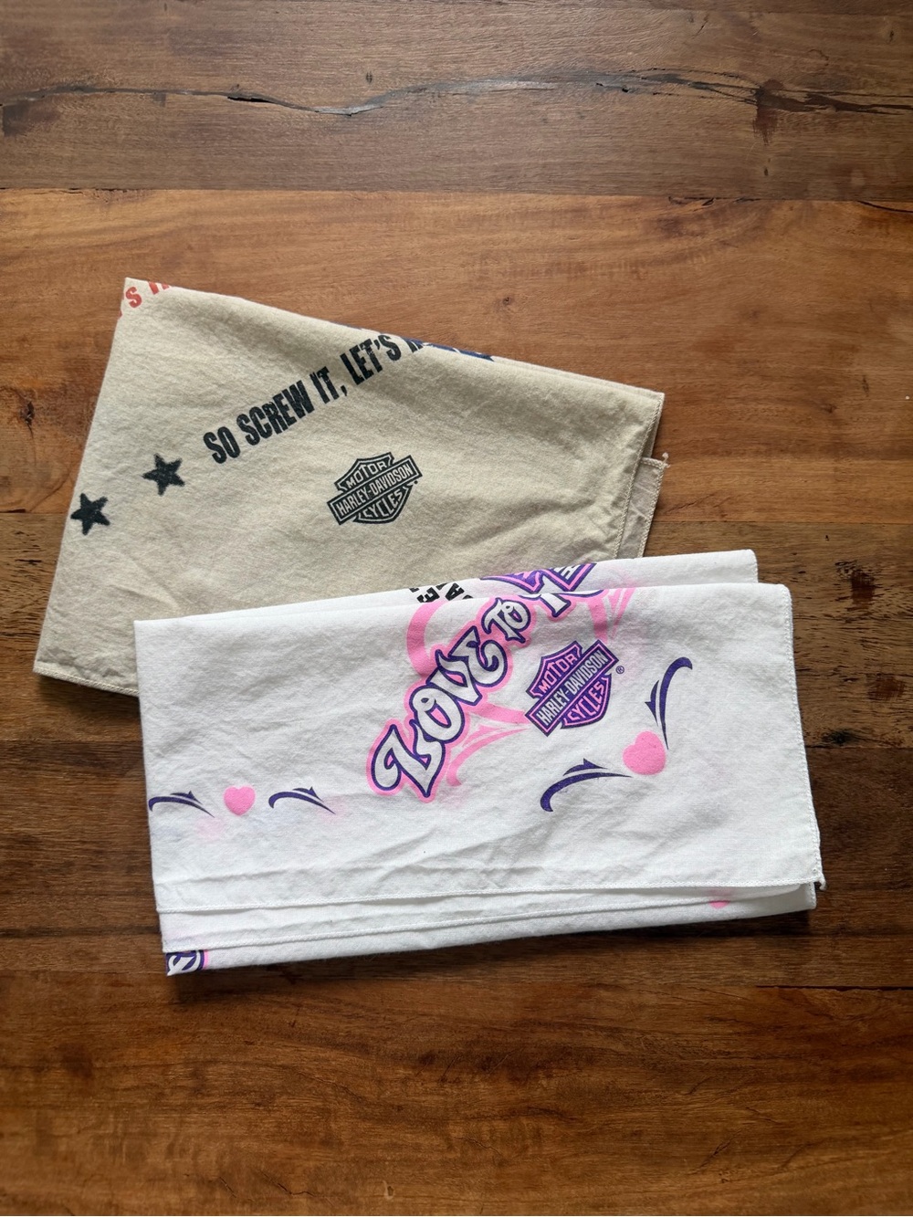 Vintage HARLEY-DAVIDSON MOTORCYCLES Bandanas Set of 2